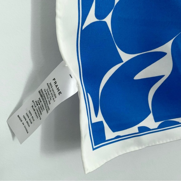 Frame Denim Blue White Abstract Silk Scarf NWOT - Picture 7 of 7